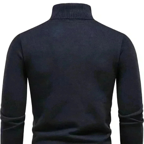 Dark Blue Mens Turtleneck Sweater - Picture 3 of 7